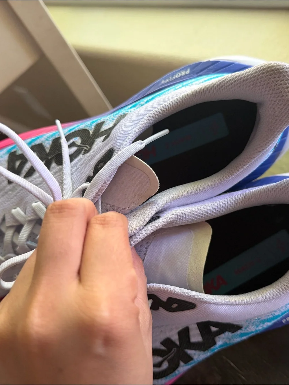 Hoka Men Running Shoes with Pink & Blue Accents - Picture 3 of 6